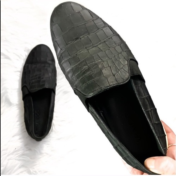 Vince Shoes - VINCE Warren Croc Embossed Leather Slip On Shoes